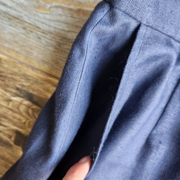 Vintage Ralph Lauren Blue Label USA Linen Side-Button Midi Pencil Skirt Blue - Picture 4 of 12
